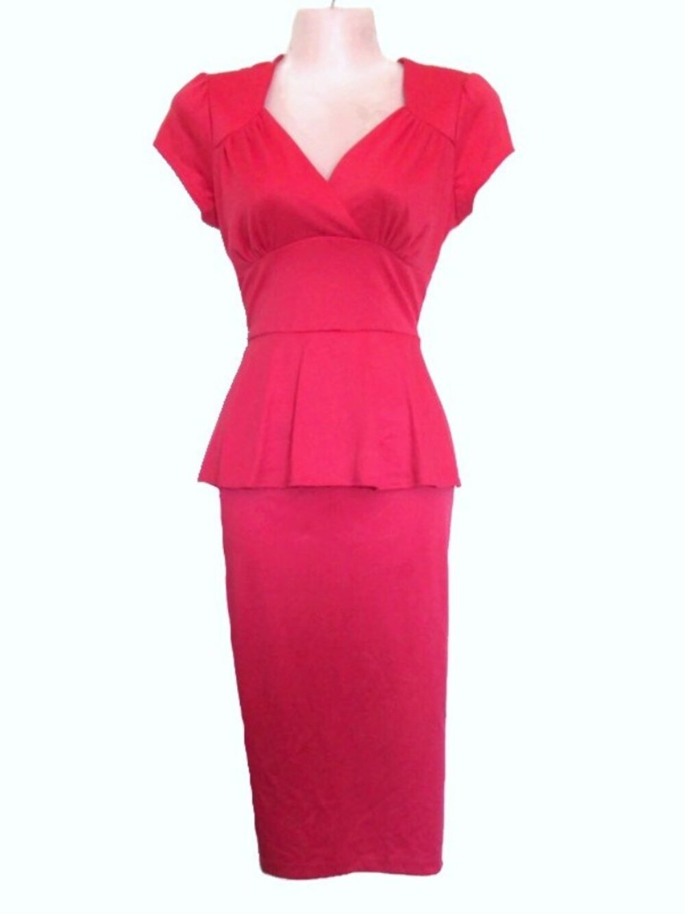 retro pink peplum dress size extra small rockabilly pin up
